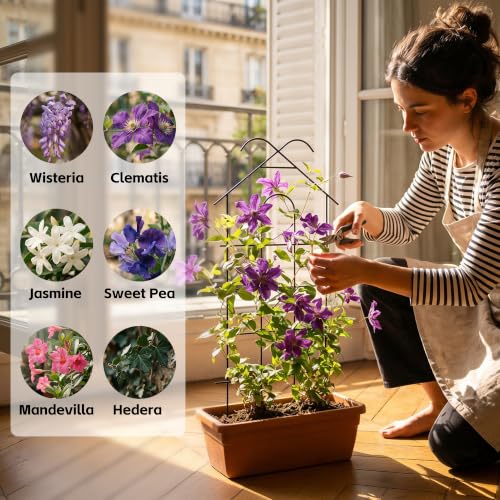 ARIFARO 4 Pack 24" Metal Garden Trellis for Climbing Plants Outdoor - size: 24 inch
