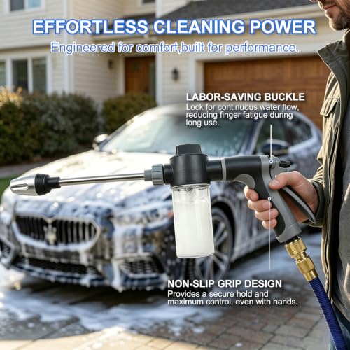 Hose Hawk Pro Pressure Washer Gun, High Pressure Hose Nozzle with 4 Spray Modes, Adjustable Handheld Pressure Washer Nozzle for Garden Hose, Watering Sprayer for Cleaning Yard Patio Car Pets (A)