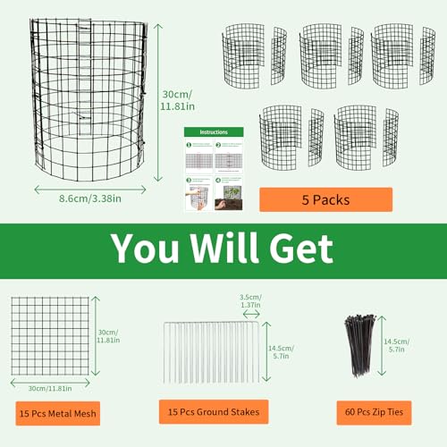 5 Pack Plant Protector from Animals, 12x12 Inches Wire Plant Protector, Plant Cages to Keep Rabbits Out - size: 5 Pack, 12"x12"