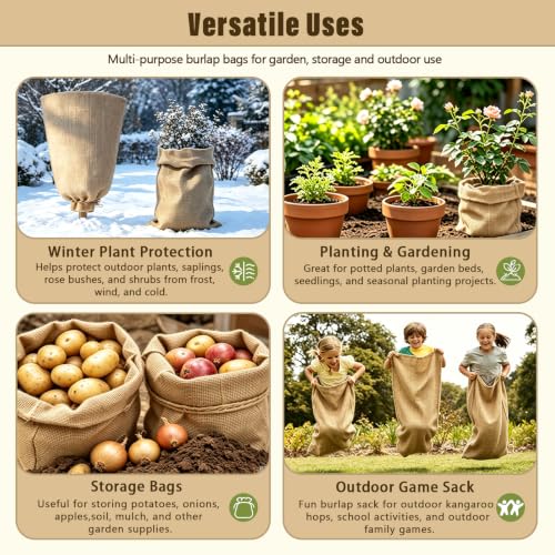 Riare 4 Packs 24 × 40 Inch Large Winter Plant Cover Bags with Drawstring - size: 24 × 40 Inch