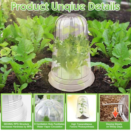 20 Pcs Upgraded Transparent Garden Cloches for Plants, Reusable Plant Covers, Plant Protectors from Animals for Garden Plants, Plant Covers Freeze Protection, Compatible with Slug Collar - color: 20 Pieces