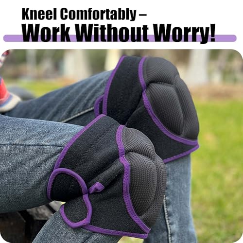 Gardening Knee Pads for Women Men - Waterproof, Adjustable Straps, Purple M - color: Purple, size: Medium