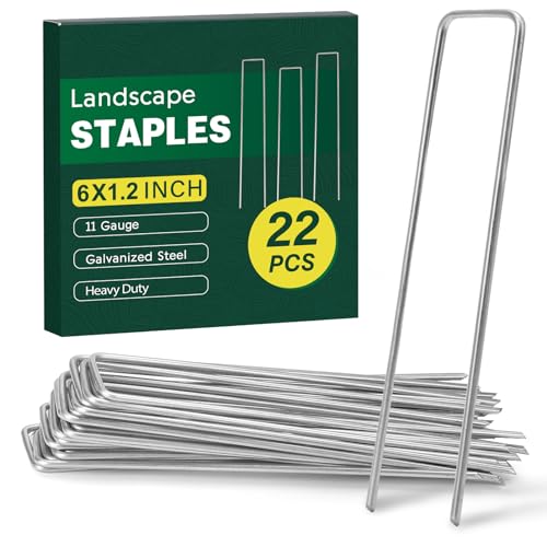 CEWOR 22 Pack Landscape Staples 6 Inch, 11 Gauge Garden Stakes - size: 6 Inch-22 Pack