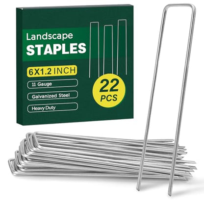 CEWOR 22 Pack Landscape Staples 6 Inch, 11 Gauge Garden Stakes - size: 6 Inch-22 Pack