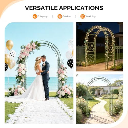 VINGLI Garden Arbor, Arch for Wedding Ceremony Party, Christmas Garden Decor Steel Garden Trellis for Plant Climbing, Pergola for Garden, Backyard, Lawn (Arch Top, Olive Green) - style: Arch Top, Olive Green