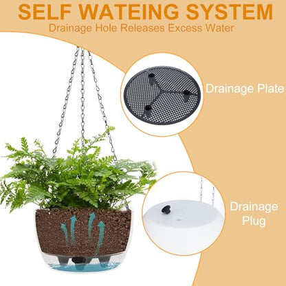 SUNNYPARK 2 Pack Solar Hanging Planters for Plants Outdoor - color: White