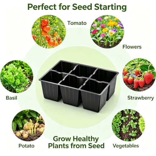 40 Pack 6-Cell Seed Starter Tray for Seedlings with Drainage Holes