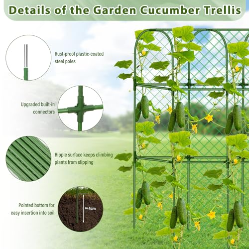 Cucumber Trellis for Garden, Upgrade U-Shaped Metal Garden Trellis Plant Grow Support Frame for Climbing Plants Vegetable Flower Fruits Vine Raised Bed with Netting, Instruction, Garden Tools, Green - color: U-Frame 49.2'' (H) X 49.6'' (L)