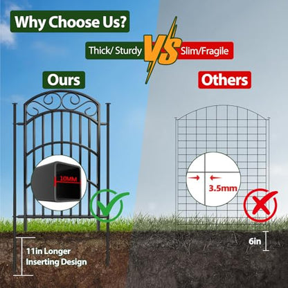 Decorative Garden Fence, 40in H x 18ft L, 8 Panels - size: 8 Panels - 18ft(L) X 40 in(H)