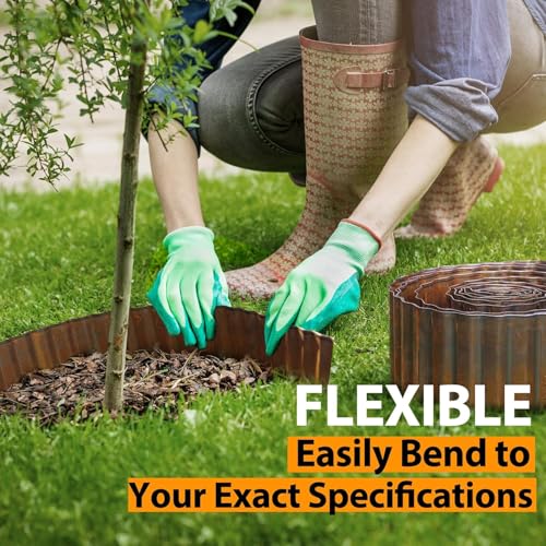 Worth 80 Ft. Pre-Rusted Corrugated Garden Edging with 52pcs Stakes, 4-Pack 8" x 20' Sturdy Steel Lawn Landscape Edging, Bendable Metal Edging Border for Raised Flower Bed Tree Surrounds - color: 8"x80'