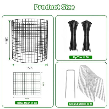 PASARA 6 Pack Plant Protectors from Animals, 12 Inch Round Cloche Plant Cages with Sturdy Chicken Wire Mesh, Garden Cages to Keep Animals Out for Vegetables & Flowers, Includes Support Stakes - size: 6PACK-12*12inch