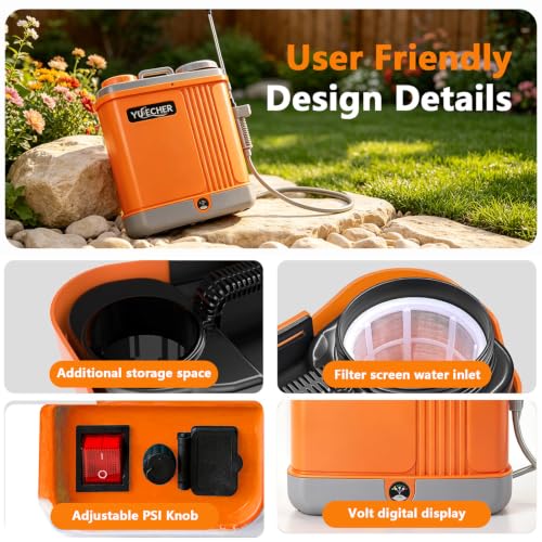 5.3 Gallon Battery Powered Backpack Sprayer, 100 PSI High Pressure 20L Electric Garden Sprayer with 12V Rechargeable Battery, Telescopic Stainless Steel Wand, 7 Multi-Functional Nozzles & Shield