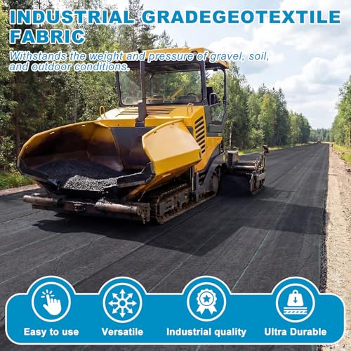 Breling 6 ft x 100 ft Geotextile Fabric Under Gravel 5 oz with 30 Stakes - size: 6ft X 100ft