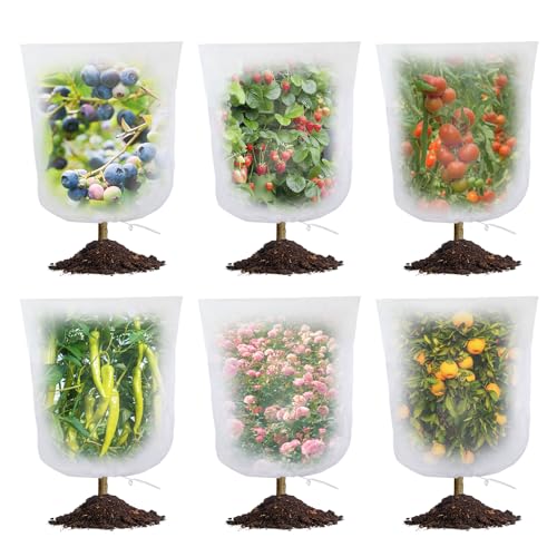 Bird Netting for Blueberry Bushes - 6Pcs Garden Netting Pest Barrier with Drawstring,Garden Plant for Vegetables Fruits Tree Cicada Netting for Trees (6,32x32inch/6PACK)