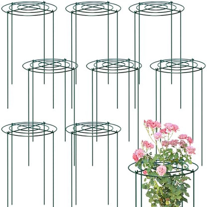 8 Sets Peony Support Cage,12"Diax24"High Heavy Duty Metal Plant Support,Grow Through Hoops Grids with 4 Thickened 4mm Legs,Strong Support Brace for Heavy Blossoms,Flower Support Ring for Peonies,Rose - size: 12"X24"-8PCS