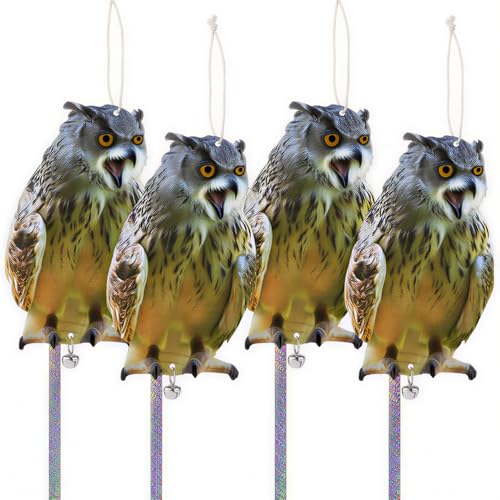 Owl to Keep Pigeons Away, 4Pcs Flat Plastic Owl - color: Brown 4pcs