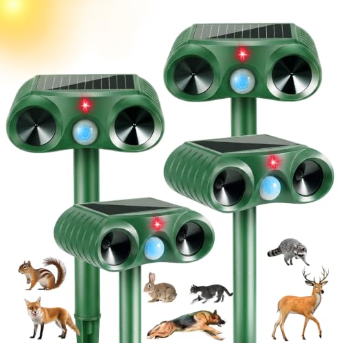 4 Pack Deer & Cat Deterrent with Motion Sensor for Yard & Garden