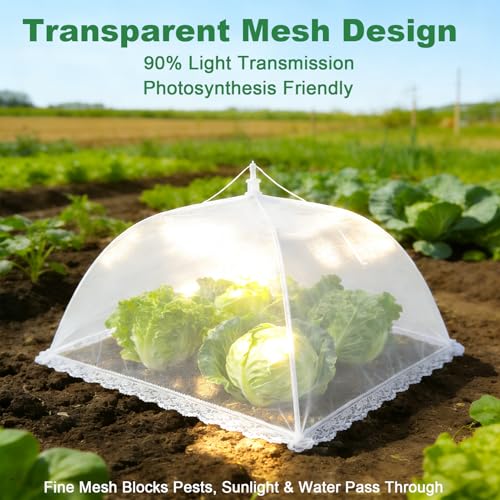 4 Packs Mesh Plant Cover with Ground Stakes, Pop-up Mesh Plant Protector