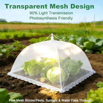 4 Packs Mesh Plant Cover with Ground Stakes, Pop-up Mesh Plant Protector