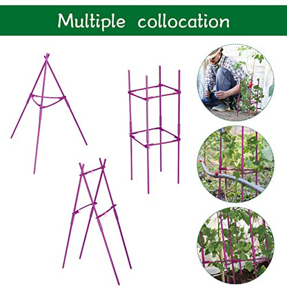 4 Packs Large Tomato Cages for Garden up to 6.5ft Heavy Duty Tomato Plant Trellis with 80 Clips Assembled Plant Support Cages with Adjustable Stake Arms for Vegetables, Climbing Plants (Purple) - color: Purple
