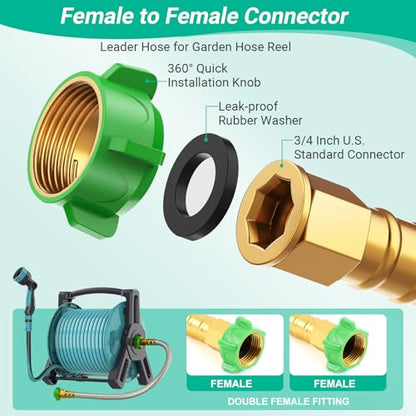 Short Metal Garden Hose with Female to Female Connector， Stainless Steel Small Leader Hose for Hose Reel, Outdoor Water Hose Extension Adapter (3 ft) - size: 3 ft