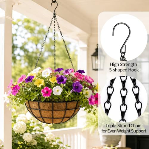 10" Hanging Baskets for Plants Outdoor with Coir Liners, 2Pack - size: 10"-2Pack