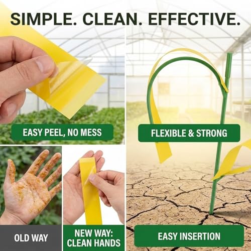 Qualirey 150 Pcs Yellow Sticky Houseplant Traps Gnat Stakes Indoor - color: Yellow