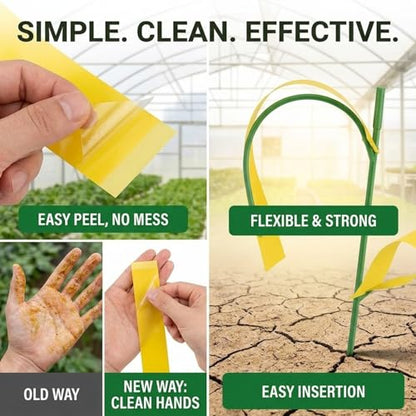 Qualirey 150 Pcs Yellow Sticky Houseplant Traps Gnat Stakes Indoor - color: Yellow