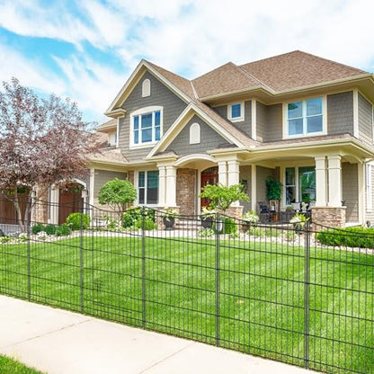 INJOPEXI Decorative Garden Fence 12 Panels 26ft(L)×36in(H) Metal Garden Fences with 11 Panels + 1 Gate, Animal Barrier Rabbit Fence Rustproof Wire Temporary Dog Fencing Outdoor for Backyard Lawn - size: 12 Panels 26ft(L)-36"(H) - With Gate