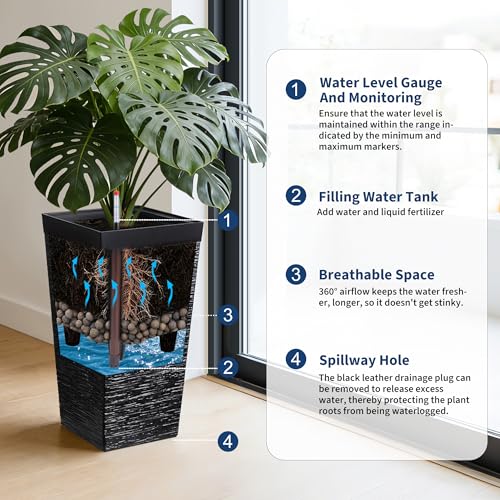 Tall Outdoor Planters Set of 2, 22.5'' Planters for Outdoor Plants - color: Black