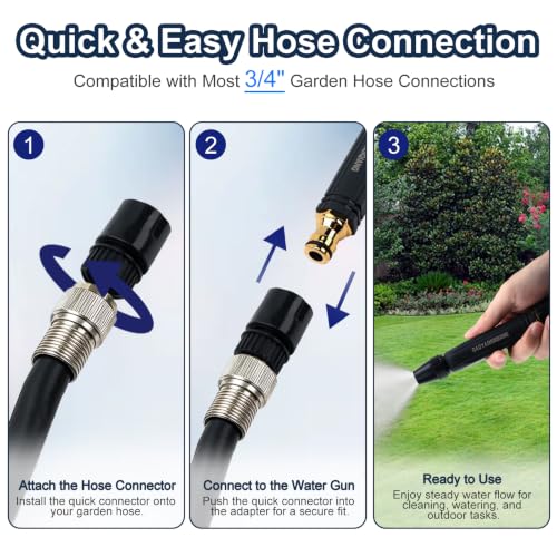 High-Strength ABS Garden Hose Nozzle Spray Gun 3 Patterns Jet/Shower/Fan