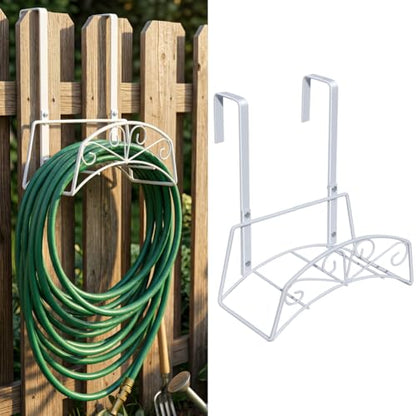 Garden Hose Holder for Outside Yard Hang Over The Door and Fence, Holds Up to 150Ft (2PCS White) - color: 2PCS White