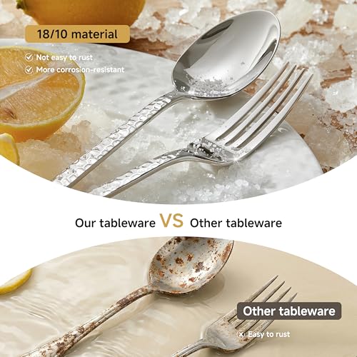 4 Piece Hammered Dinner Forks Set,18/10 Stainless Steel Forks, 8 Inch - size: 4-Piece