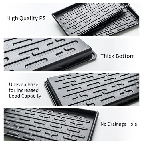 RooTrimmer Shallow 1020 Nursery Flat Trays Specialized for Holding & Carrying 200 Cell Plug Seedling Trays (Height is 1.3"),Microgreen Germination Trays,10 Pack, No Holes (YB01, 10Pcs) - size: YB01-10P-Black