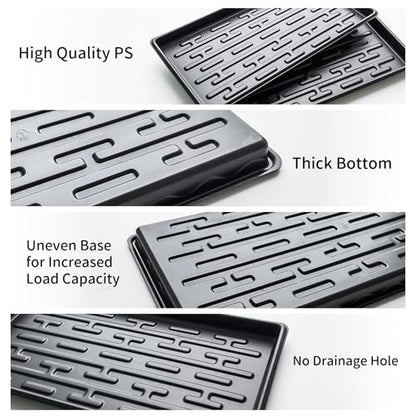 RooTrimmer Shallow 1020 Nursery Flat Trays Specialized for Holding & Carrying 200 Cell Plug Seedling Trays (Height is 1.3"),Microgreen Germination Trays,10 Pack, No Holes (YB01, 10Pcs) - size: YB01-10P-Black