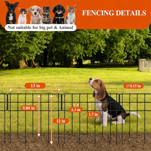 Garden Fence 6.5 FT x 12" H, Decorative Metal Border for Flower Beds - size: 6 Square Panels-6.5ft(L)x13"(W)