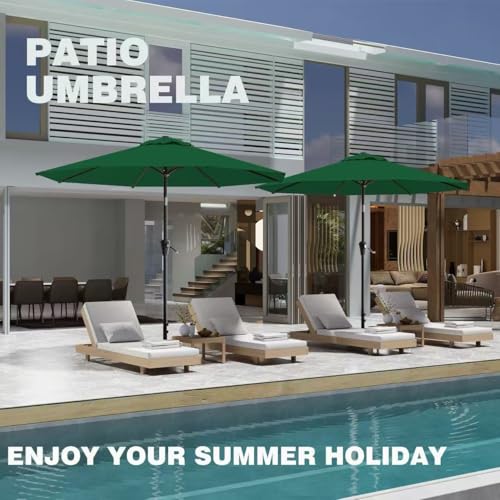 AreShark 9FT Outdoor Patio Umbrella with Tilt and Crank, Dark Green - color: Dark Green, size: 9ft