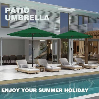 AreShark 9FT Outdoor Patio Umbrella with Tilt and Crank, Dark Green - color: Dark Green, size: 9ft