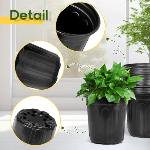 OUPSAUI 2/3/5 Gallon Pots for Plants,Flexible Gallon Plastic Nursery Pots with Drainage Holes, Plastic Pots for Outdoor Plants (3Gal-24pcs) - size: 3Gal-24pcs