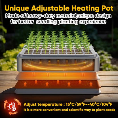 BlumWay 40-Cell Seed Starter Tray with Grow Light, Temperature Display