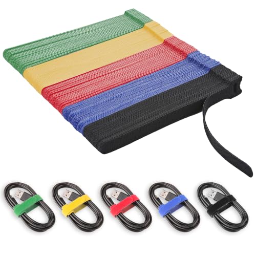 200 PCS Reusable Cable Ties with Hook and Loop, Multi-purpose Adjustable 8 Inch Cable Management Wire Ties Cable Straps for Organizing Home, Office and Data Centers (Multicolored) - color: 8 Inch 200 Pcs