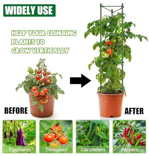 6‑Pack 48" Tomato Cage for Garden, One‑Piece Solid Stakes