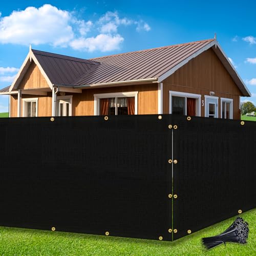 Amagenix Privacy Fence Screen 6'x8'Customized Black Heavy Duty Fencing Mesh Shade Net Cover with Brass Grommet for Chain Link, Patio Privacy Wall Slats Outdoor Garden Yard Pool Deck