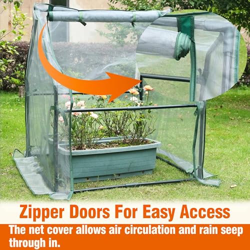 Gardzen Mini Greenhouse with Zipper Mesh Cover 36.2"(L) x36.2(W) x42.5(H) - size: 36”(L) x36”(W) x42”(H)