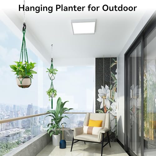 USLAI Macrame Plant Hanger, for Up to 15 Inch Pots, 35+49 Inch, Green - color: 35+49 Inch - Green