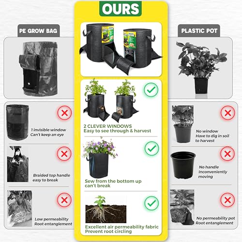 2PCS 20-Gallon Potato Grow Bag-Harvest & Visible Window Garden Planting Bag - style: 2 PCS