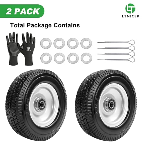 8-Inch Solid Tire Replacement - 2.50-4"Flat Free Tire and Wheel Heavy-Duty for Gorilla Carts, Yard Tractors, Wagons - Replacement Tires with 5/8" Bearings & 2.25" Offset Hub(2 Pack) - size: 8 Inch