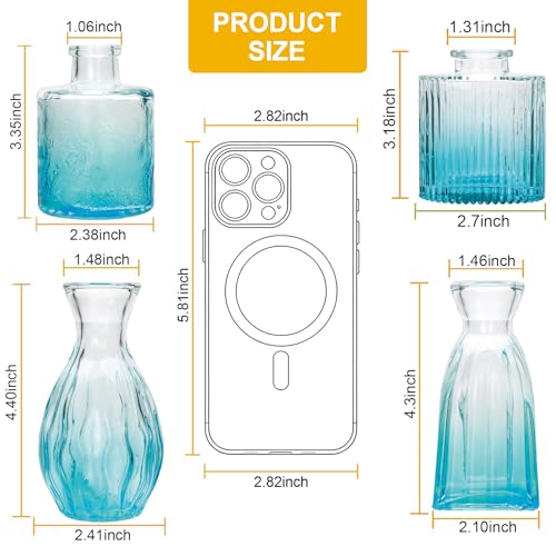 Glass Bud Vases Set of 4, Small Blue Flower Vases for Wedding Centerpieces - color: Blue