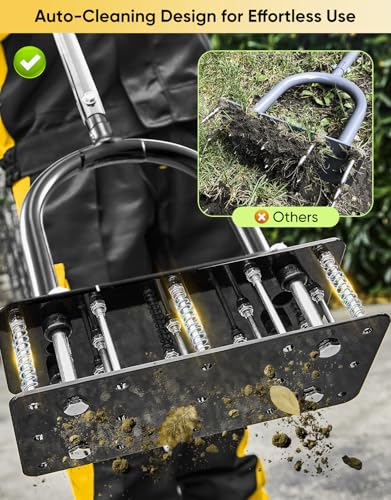 Sakerplus Aerator Lawn Tool, Hand Metal Spike Lawn Aerator (Black Handle) - color: Black Handle