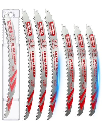 6-Piece Japanese Teeth Reciprocating Saw Blade Set, Arc Edge Wood Pruning Saw Blades, 6TPI for Tree Trimming, Wood Cutting, 12 Inch and 15 Inch - color: 6-Pc 12"&15"Versatile Pruning Set